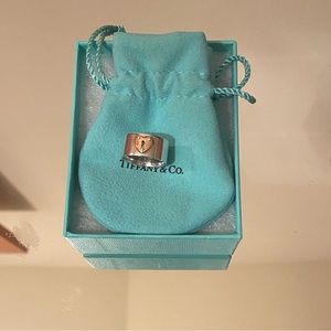 Tiffany and co ring- stainless silver with rose gold heart size 6